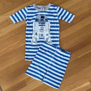 Hanna Andersson Size 10 Blue and White Striped Kids Star Wars Pajamas